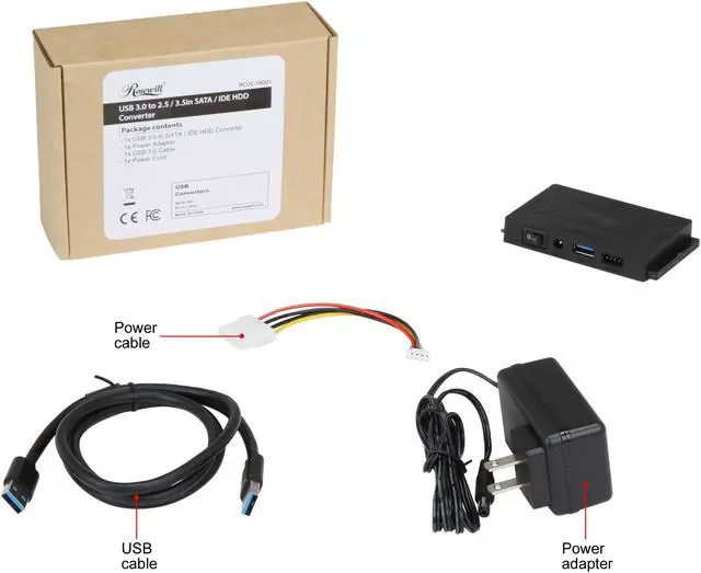 Alt view image 7 of 7 - Rosewill RCUC-18001 USB 3.0 TO SSD / SATA / IDE 2.5 / 3.5 / 5.25-INCH Hard Drive Converter With UL Power Supply & LED Activity Lights (10TB Support)