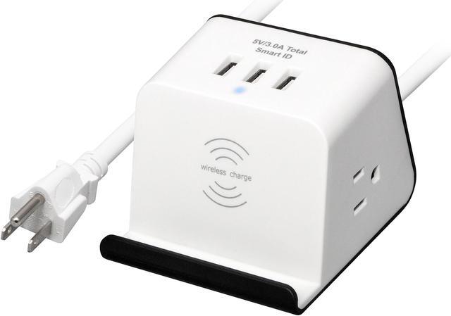 Main image of Rosewill Qi-Compatible Wireless Charging Station Surge Protector Power Strip, 300 Joules, 3 USB Ports, 2 AC Outlets, 3.3 Feet Extension Cord, RHSP-19002
