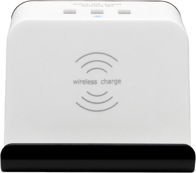 Alt view image 2 of 5 - Rosewill Qi-Compatible Wireless Charging Station Surge Protector Power Strip, 300 Joules, 3 USB Ports, 2 AC Outlets, 3.3 Feet Extension Cord, RHSP-19002