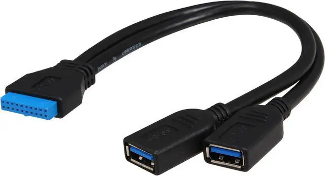 Main image of Rosewill EA-U3Y-8-BK USB3.0 20-pin Motherboard Header to 2 Ports Type A Female Adapter Converter Y Cable