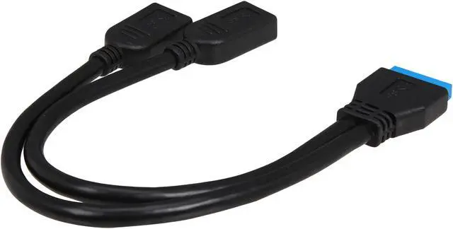 Alt view image 2 of 2 - Rosewill EA-U3Y-8-BK USB3.0 20-pin Motherboard Header to 2 Ports Type A Female Adapter Converter Y Cable