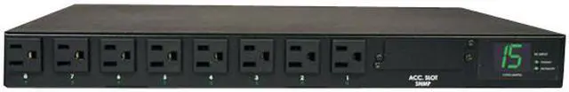 Main image of Tripp Lite Metered PDU with ATS, 15A, 8 Outlets (5-15R), 120V, 2 5-15P, 100 - 127 V Input, 2 12 ft. Cords, 1U Rack-Mount Power, TAA (PDUMH15AT)