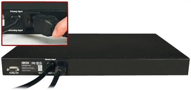 Alt view image 3 of 3 - Tripp Lite Metered PDU with ATS, 15A, 8 Outlets (5-15R), 120V, 2 5-15P, 100 - 127 V Input, 2 12 ft. Cords, 1U Rack-Mount Power, TAA (PDUMH15AT)