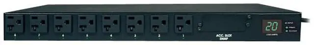 Main image of Tripp Lite Metered PDU with ATS, 1.9 kW Single-Phase 120V (16 x 5-15/20R), 2 x L5-20P / 5-20P adapters, 2 x 12 Feet Cords, 1U Rack-Mount, TAA (PDUMH20AT)