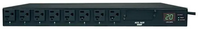 Alt view image 4 of 5 - Tripp Lite Metered PDU with ATS, 1.9 kW Single-Phase 120V (16 x 5-15/20R), 2 x L5-20P / 5-20P adapters, 2 x 12 Feet Cords, 1U Rack-Mount, TAA (PDUMH20AT)