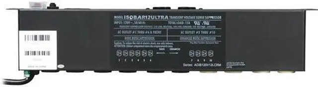 Alt view image 3 of 4 - Tripp Lite ISOBAR12ULTRA 12 Outlets 3840 Joules 15' Cord Isobar Premium Rackmount Surge Suppressor