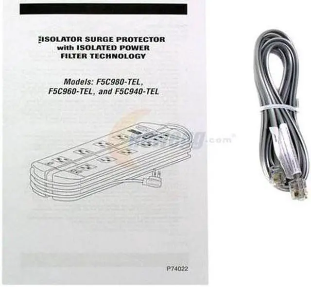 Alt view image 3 of 4 - BELKIN F5C980-TEL 12 Feet 8 Outlets 2960 joules Power Surge Protector