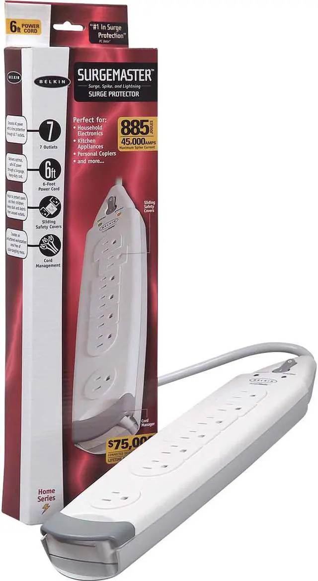 Main image of BELKIN F9H700-06 6 Feet 7 Outlets 885 joules Home Series SurgeMaster
