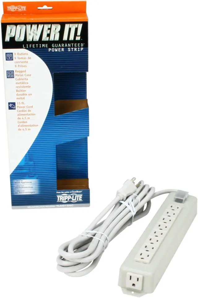Alt view image 4 of 4 - TRIPP LITE TLM915NC 9 Outlets Power Strip 120V Input Voltage 1800 W Maximum Power 15 ft. Cord Length