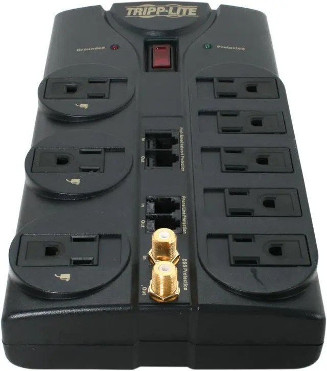 Alt view image 2 of 11 - Tripp Lite TLP810NET 8 Outlets 3240 Joules 10' Cord with Tel/DSL/Coax Protect It! Surge Suppressor
