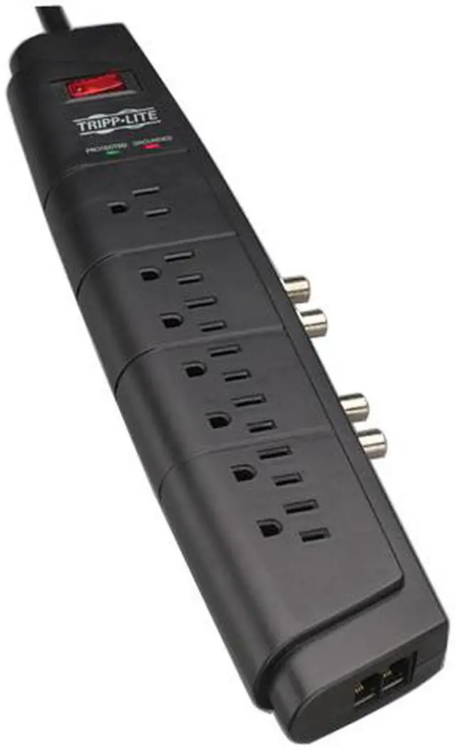 Main image of Tripp Lite HT706TSAT 7 Outlets 2100 Joules 6' Cord with Tel / DSL & Coax Home / Business Theater Surge Suppressor
