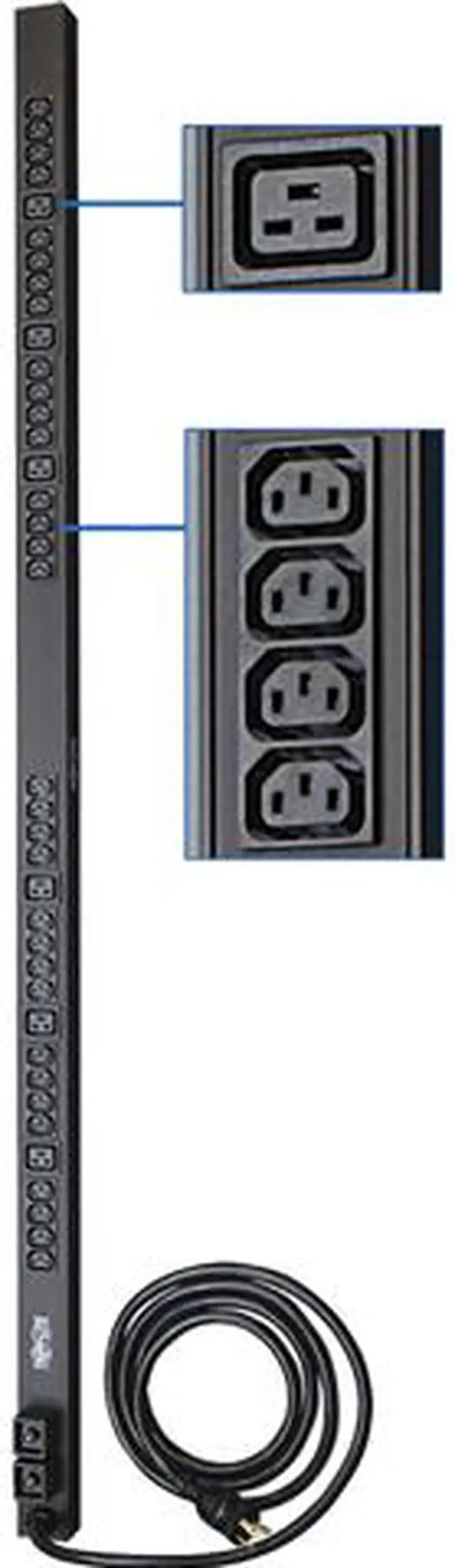 Main image of Tripp Lite Basic PDU, 30A, 38 Outlets (6 C19 & 32 C13), 208 / 240 V, L6-30P, 10 ft. Cord, 0U Vertical Rack-Mount Power (PDUV30HV)