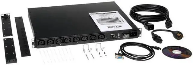 Alt view image 4 of 4 - Tripp Lite Switched PDU, 3.2 - 3.8 kW Single-Phase 200 - 240V Outlets (8 x C13), C20 / L6-20P input, 8.5 Feet Cord, 1U Rack-Mount, TAA (PDUMH20HVNET)
