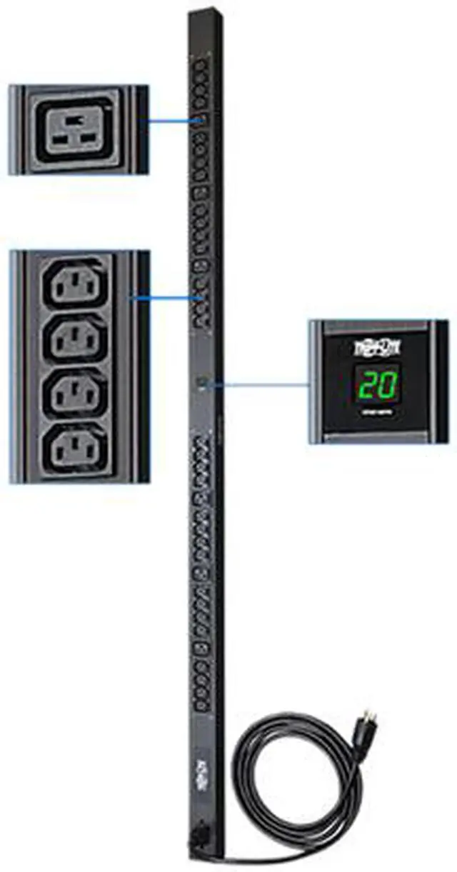 Alt view image 2 of 2 - Tripp Lite Metered PDU, 20A, 38 Outlets (6-C19 & 32-C13 ), 200-240V, C20/L6-20P 10 ft. Cord, 0U Vertical Rack-Mount Power (PDUMV20HV)