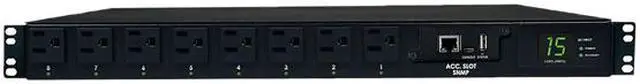 Alt view image 2 of 3 - Tripp Lite Switched PDU with ATS, 1.4kW Single-Phase 120V (8 5-15R), 2 5-15P, 100 - 127V Input, 2 12 ft. Cords, 1U Rack-Mount, TAA (PDUMH15ATNET)