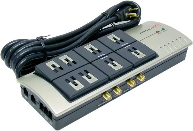 Main image of CyberPower 895 10 Feet 4 Transformer Spaced 4 Non-Transformer Spaced Outlets 3600 joules Surge Protector