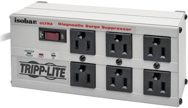 Main image of Eaton Tripp Lite Series Isobar 6-Outlet Surge Protector, 6 ft. Cord with Right-Angle Plug, 3330 Joules, Diagnostic LEDs, Metal Housing - 6 x NEMA 5-15R - 1440 VA-3330J-120 V AC Input- 20 V AC Output