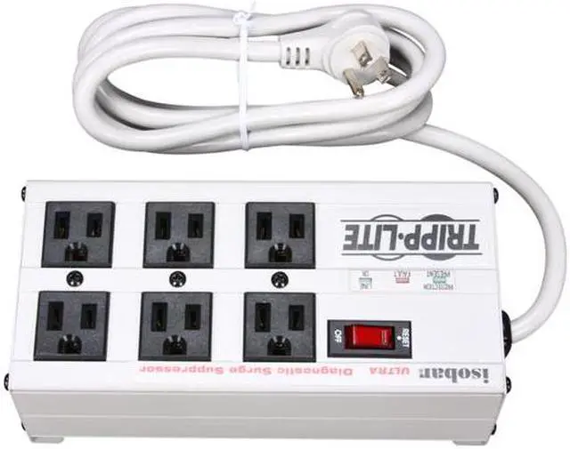 Alt view image 4 of 5 - Tripp Lite ISOBAR6 6 ft. Cord 6 Outlets 3330 Joules Isobar Surge Suppressor