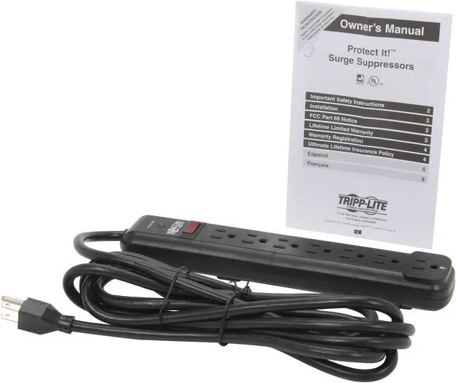 Alt view image 5 of 6 - Tripp Lite TLP712B 7 Outlets 1080 Joules 12 Feet Cord Black Protect It! Surge Suppressor