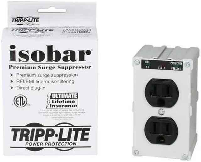 Alt view image 6 of 11 - TRIPP LITE ISOBLOK2-0 Direct Plug-in 2 Outlets 1410 Joules Isobar Surge Suppressor