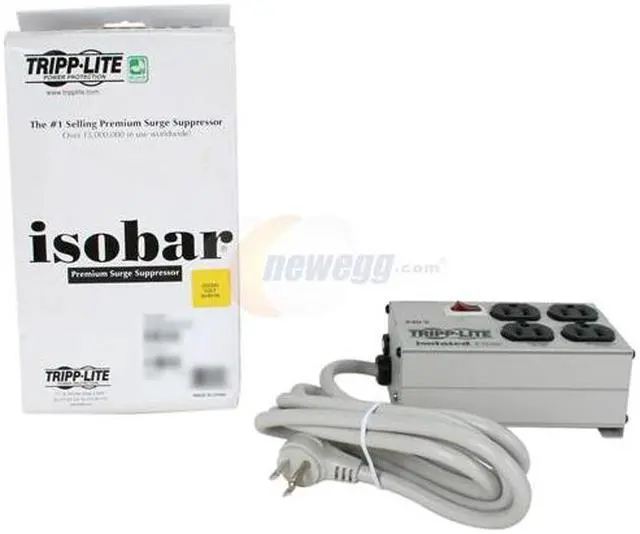Alt view image 6 of 6 - TRIPP LITE ISOBAR4/220 6 Feet 4 Outlets 330 Joules Isobar Surge Suppressor