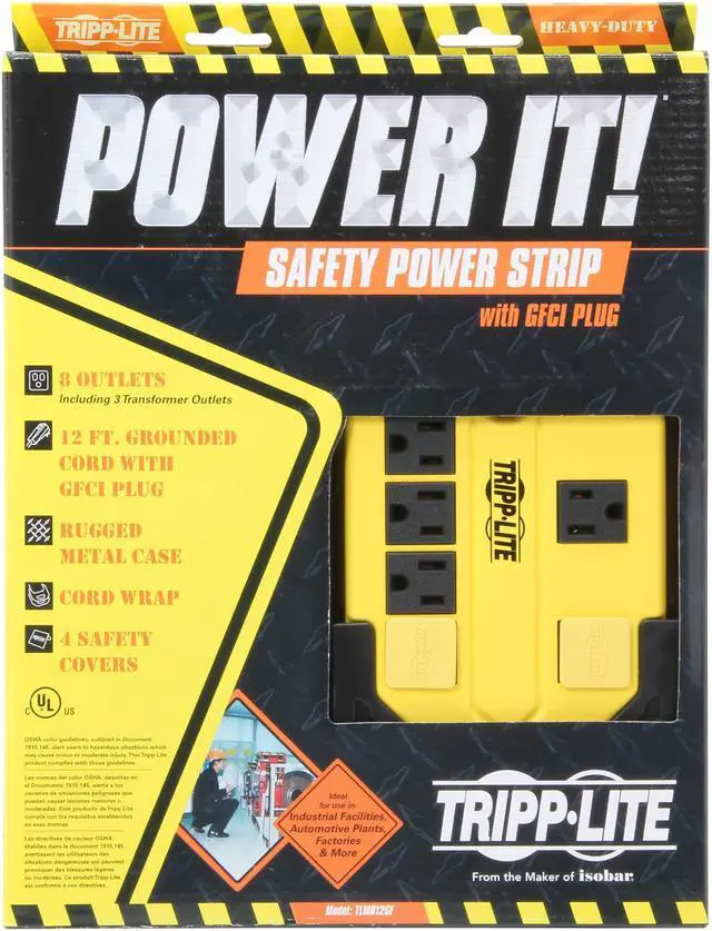 Alt view image 5 of 5 - Tripp Lite TLM812GF Power It! Safety Power Strip with 8 Outlets and 12-ft. Cord with GFCI Plug