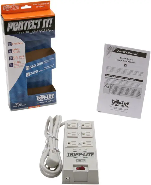 Alt view image 5 of 5 - Tripp Lite TR-6 6 ft Cord 6 Outlets 2420 Joules Surge Suppressor