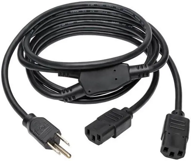 Alt view image 2 of 7 - Tripp Lite Universal Power Extension Cord Y Splitter Cable (NEMA 5-15P to 2x IEC-320-C13), 6-ft. (P006-006-2)