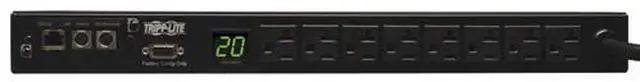Main image of Tripp Lite Monitored PDU, 1.9kW Single-Phase 120V Outlets (8 5-15/20R), L5-20P/5-20P Adapter, 12ft Cord, 1U Rack-Mount, TAA (PDUMNH20)
