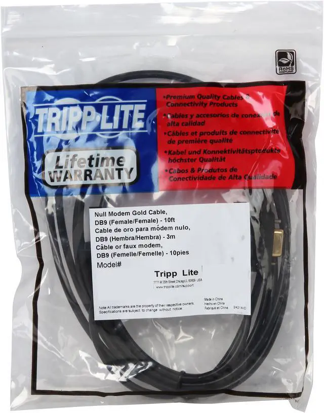 Alt view image 3 of 3 - Tripp Lite Model P450-010 10 ft. Null Modem Gold Cable Female to Female