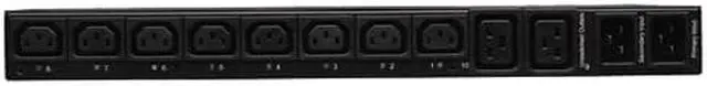 Alt view image 2 of 2 - Tripp Lite 3.2 - 3.8 kWatts Single-Phase ATS / Switched PDU, LX Platform Interface, 200 - 240V Outlets (8 x C13 & 2 x C19), 2 x C20, 12.0 Feet Cord, 1U Rack-Mount, TAA (PDUMH20HVATNET)