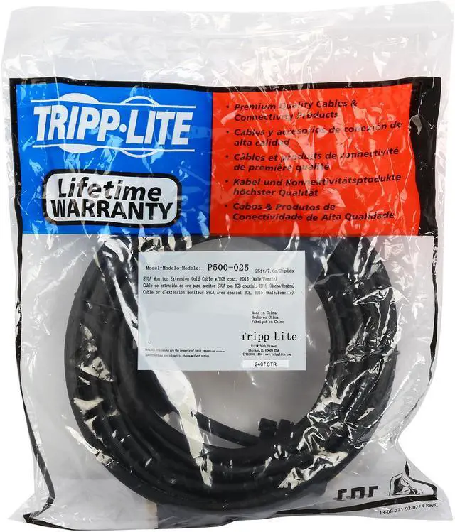 Alt view image 3 of 3 - Tripp Lite VGA Coax High-Resolution Monitor Extension Cable with RGB Coax (HD15 M/F), 2048 x 1536 1080p, 25 ft. (P500-025)