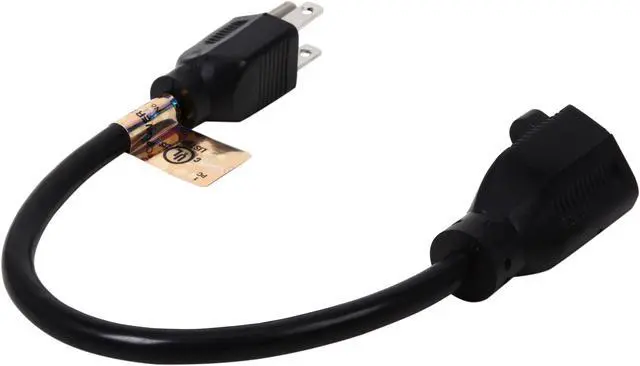 Alt view image 2 of 3 - Tripp Lite Model P022-001 1 ft. Power Extension Cord, NEMA 5-15P to NEMA 5-15R - 10A, 120V, 18 AWG, 1 ft. Black