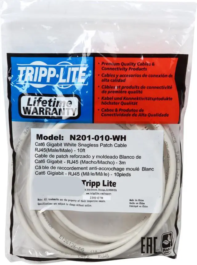 Alt view image 3 of 3 - TRIPP LITE N201-010-WH 10 ft. Cat 6 White Network Cable