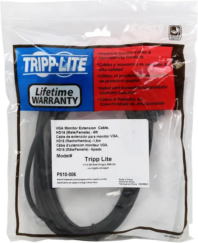 Alt view image 3 of 3 - Tripp Lite P510-006 6 ft. VGA Monitor Extension Gold Cable (HD15 M/F)