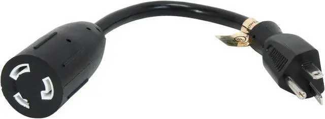 Alt view image 2 of 3 - Tripp Lite Model P044-06I 6" NEMA-L5-20R to NEMA-5-20P 12AWG Heavy Duty Power Adapter Cable Female to Male