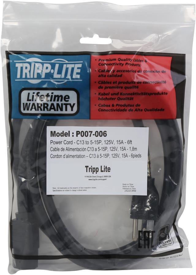 Tripp Lite Model P007-006 6 ft. IEC-320-C13 to NEMA 5-15P Heavy