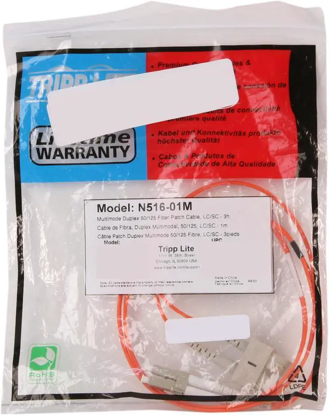 Alt view image 3 of 3 - Tripp Lite N516-01M 3 ft. Duplex MMF 50/125 Patch Cable