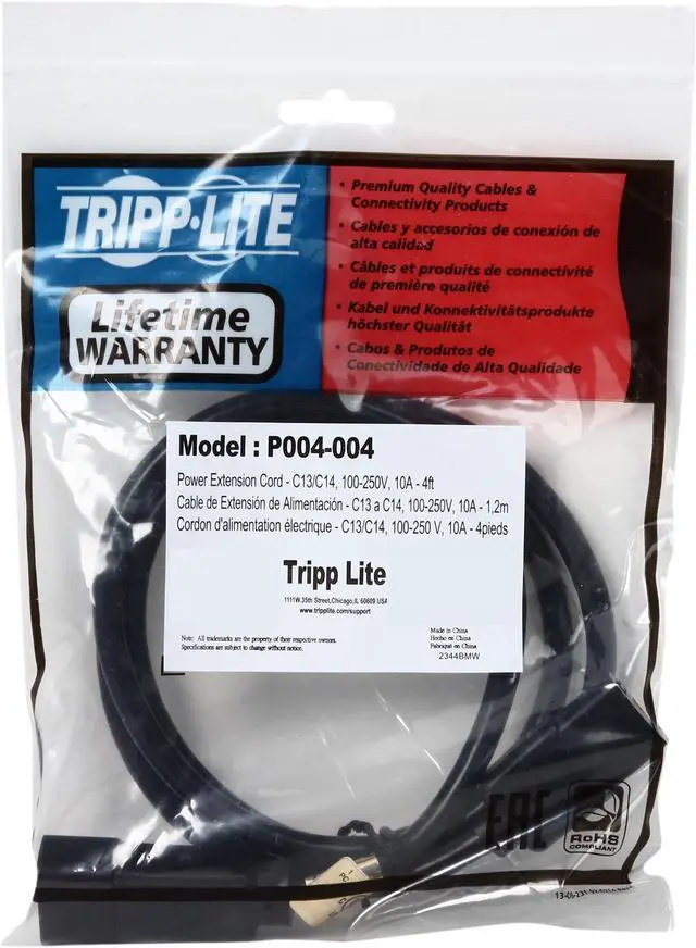 Alt view image 3 of 3 - Tripp Lite Model P004-004 41" - 4 ft. Power cord
