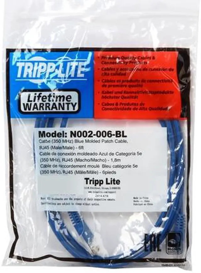 Alt view image 3 of 3 - TRIPP LITE N002-006-BL 6 ft. Cat 5E Blue Network Cable