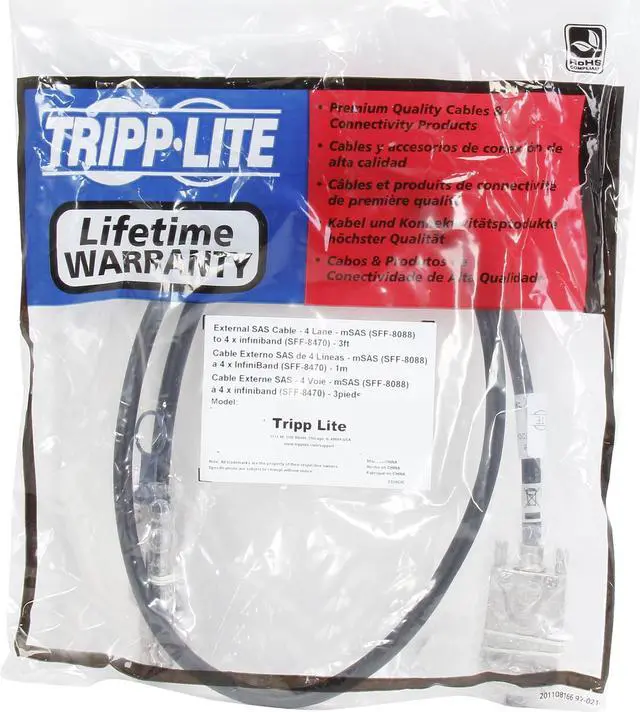 Alt view image 3 of 3 - Tripp Lite Model S520-01M 1m External SAS Cable Male to Male