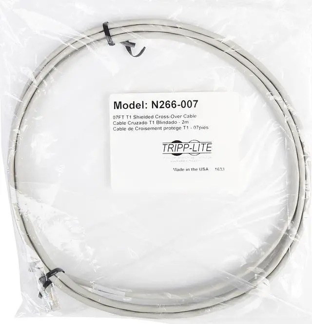 Alt view image 3 of 3 - TRIPP LITE N266-007 7 ft. Beige Shielded T1 Shielded RJ48C Cross-over Cable(RJ45 M/M)