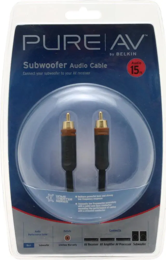 Alt view image 2 of 3 - BELKIN PURE AV AV20500-15 15 feet Subwoofer Audio Cable Male to Male
