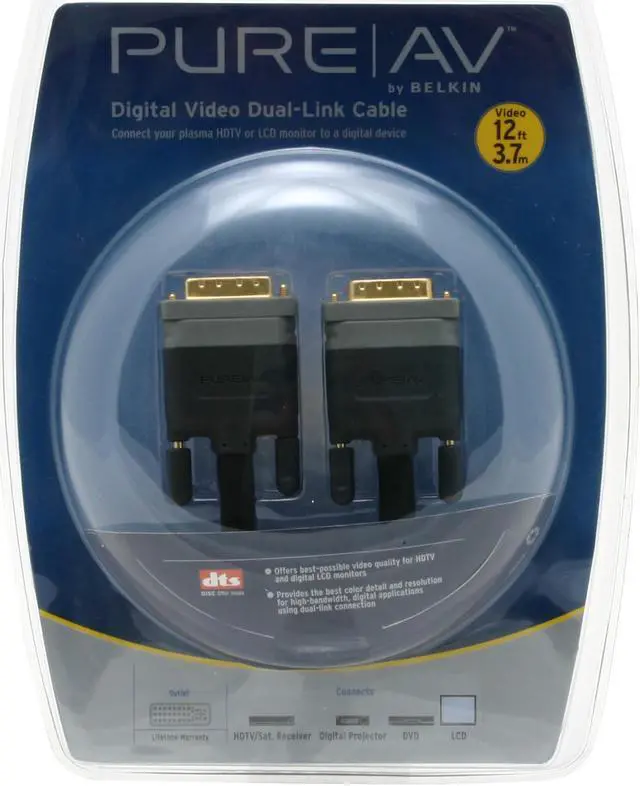 Alt view image 2 of 3 - BELKIN PURE AV AV21400-12 Black Male to Male DVI Dual-Link Cable