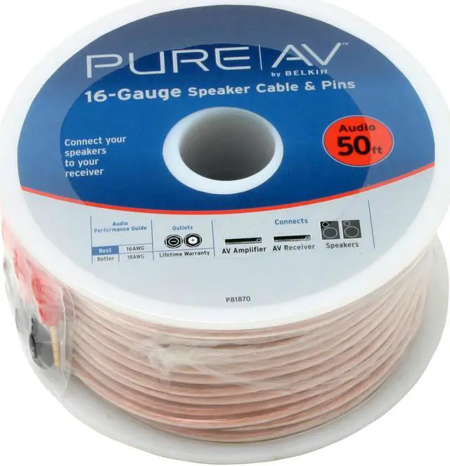 Alt view image 2 of 2 - BELKIN PURE AV Model AV23001-50 50 ft. 16-Gauge Speaker Cable & Pins