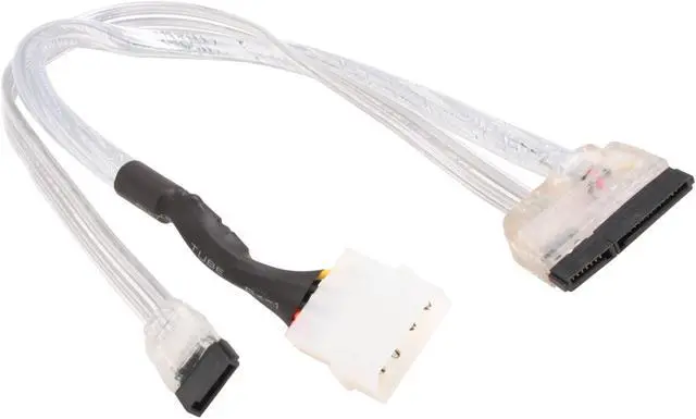 Main image of OKGEAR 18" SATA 6 Gbps Cable W/ 15 Pin SATA Power Combo Cable, Silver, Backward Compatible with 3 Gbps and 1.5 Gbps