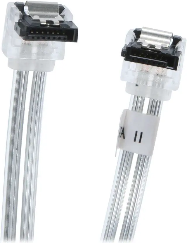 Main image of OKGEAR 24" SATA 6 Gbps Cable, Right Angle to Right Angle W/ Metal Latch, Silver, Backward Compatible with 3 Gbps and 1.5 Gbps