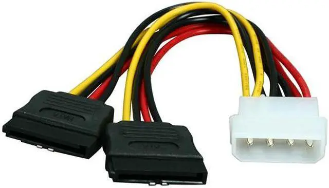 Alt view image 2 of 3 - OKGEAR GC6ATAM2 6 in. molex 4pin male to two 15pin SATA Power Cable