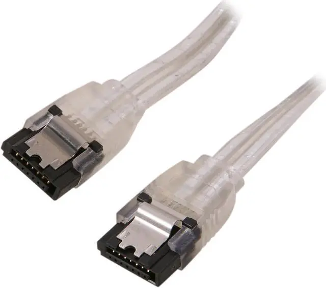 Main image of OKGEAR 18" SATA 6 Gbps Cable, Straight to Straight W/ Metal Latch, Silver, Backward Compatible 3 Gbps and 1.5 Gbps - OEM