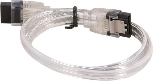 Alt view image 2 of 3 - OKGEAR 18" SATA 6 Gbps Cable, Straight to Straight W/ Metal Latch, Silver, Backward Compatible 3 Gbps and 1.5 Gbps - OEM